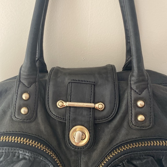 Botkier Bianca Black Large Leather Satchel Bag Purse - Picture 5 of 11